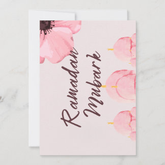 Invitación Rosa con flor Ramadan mubark