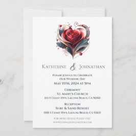 Invitación Rosa con forma de corazón moderno