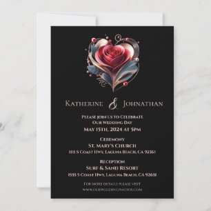 Invitación Rosa con forma de corazón moderno