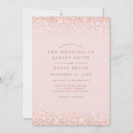 Invitación Rosa Confetti de oro Rubor Boda moderno rosa