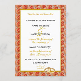 Invitación ROSA CORAL Elegante BODA floral cristiano