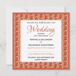 Invitación ROSA CORAL Personalizado floral Boda cuadrado
