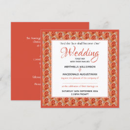 Invitación ROSA CORAL Personalizado floral Boda cuadrado