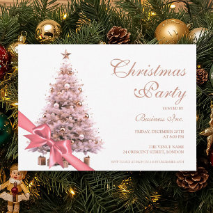 Invitación Rosa corporativo Oro Árbol de Navidad Bow Holiday
