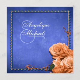 Invitación rosa cosmético boda naranja azul