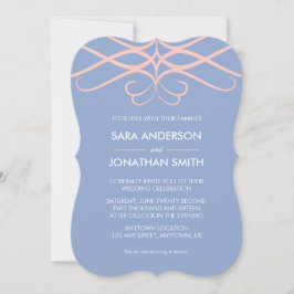 Invitación Rosa Cuartz y Azul, elegante Boda floreciente