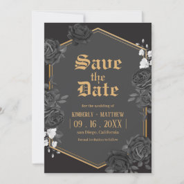 Invitación Rosa damasco negra Save The Date boda