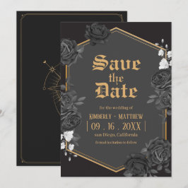 Invitación Rosa damasco negra Save The Date boda
