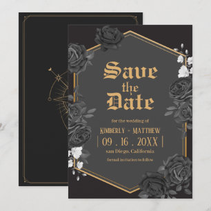 Invitación Rosa damasco negra Save The Date boda