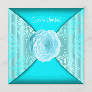 Invitación Rosa Damasco Verde Azul Teal Todas las Ocasiones