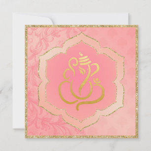 Invitación Rosa Damask Gold Ganesh Boda indio 