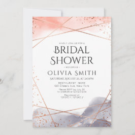 Invitación Rosa Dawn Watercolor Geométrico Bridal Shower