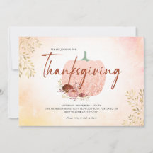 Rosa de Acción de Gracias Purpurina de Oro Invitac