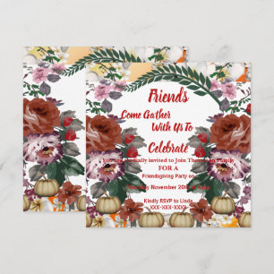 Invitación Rosa de acuarela de las calabazas de otoño de Frie