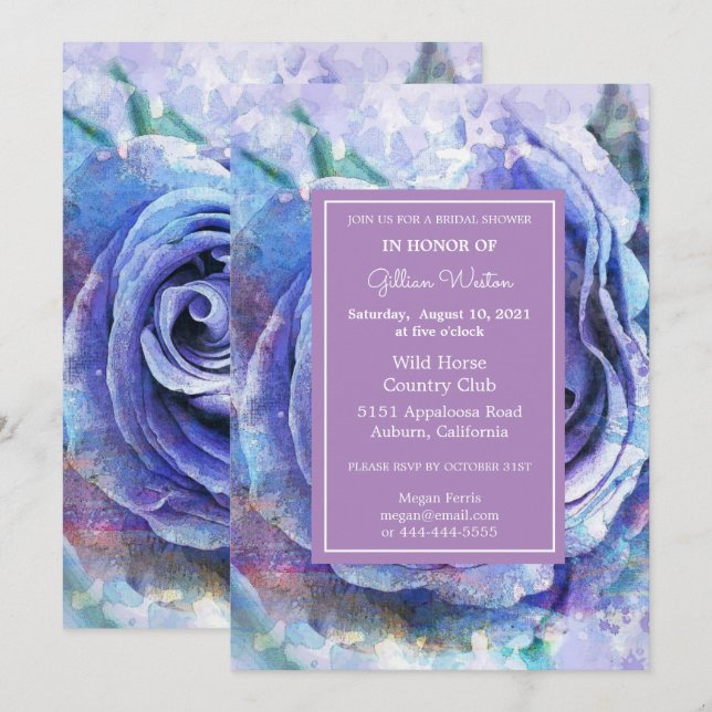 Invitación Rosa de acuarela encantadora (Anverso / Reverso)