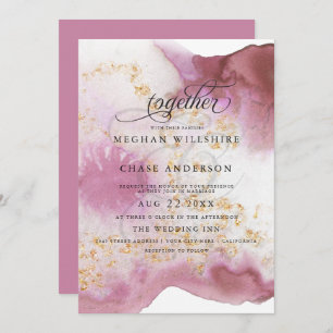 Invitación Rosa de acuarela Quartz Gold Geode BarefootBride™