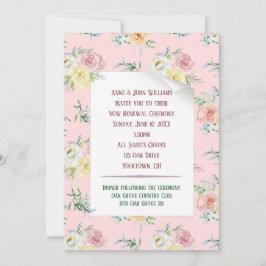 Invitación Rosa de acuarela Vow Renovación