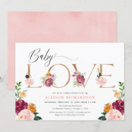 Invitación Rosa de amor para bebé ducha de chica de color bur