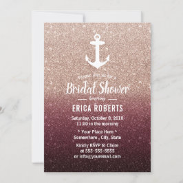 Invitación Rosa de Ancla Náutica Ombre Ombre Ducha Bridal