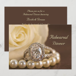 Invitación Rosa de anillo de diamante Oval Ensayo Boda Cena