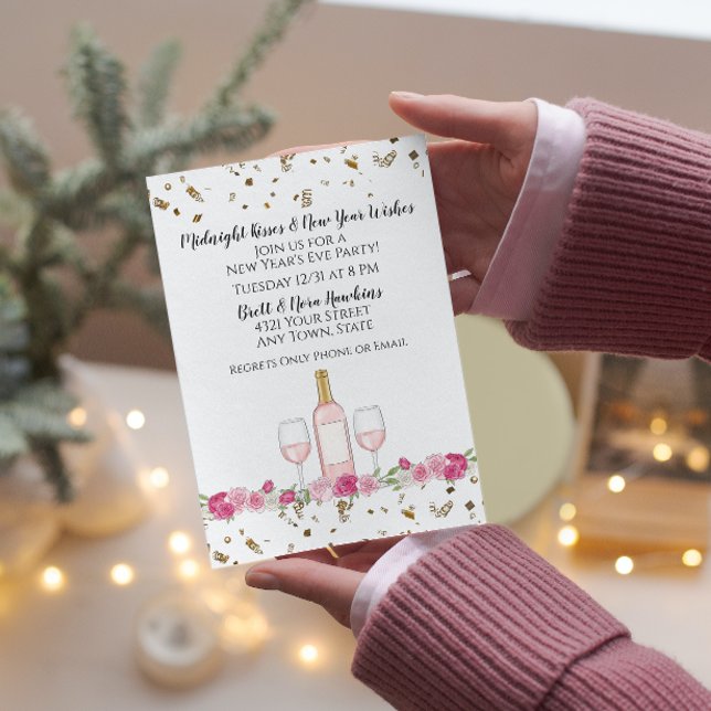 Invitación rosa de Año Nuevo (Subido por el creador)