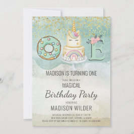 Invitación rosa de Aqua, primer cumpleaños de Unic