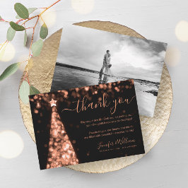 Invitación Rosa de árbol festivo Boda de oro Foto Gracias