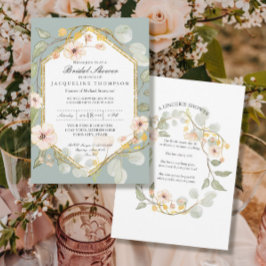 Invitación Rosa de arcilla plateada de ducha de novia para ad