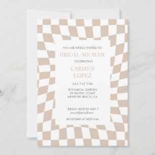 Invitación Rosa de arena moderna con ducha de novia verificad