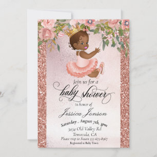 Invitación Rosa de Baby Shower de África