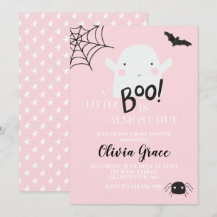 Invitación Rosa de Baby Shower de Fantasmita de Ha
