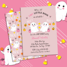 Invitación rosa de Baby Shower Ghosts gemelos Hall