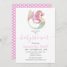 Invitación rosa de BABY SHOWER MERMAID