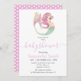 Invitación rosa de BABY SHOWER MERMAID