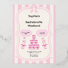 Invitación rosa de Bachelorette Weekend Fiesta