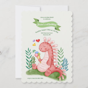 Invitación Rosa de Bebé Dino