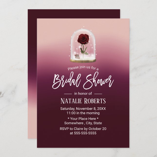 Invitación Rosa de belleza Cúpula de flores Hadas de hadas Du (Anverso / Reverso)