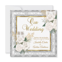 Rosa de Boda Champán Oro Plata Damask