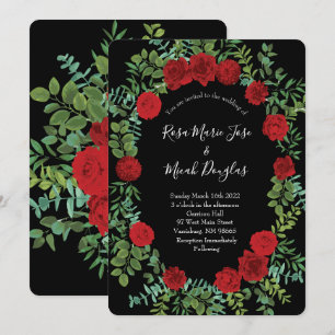 Invitación Rosa de Boda floral Black and Red Peony