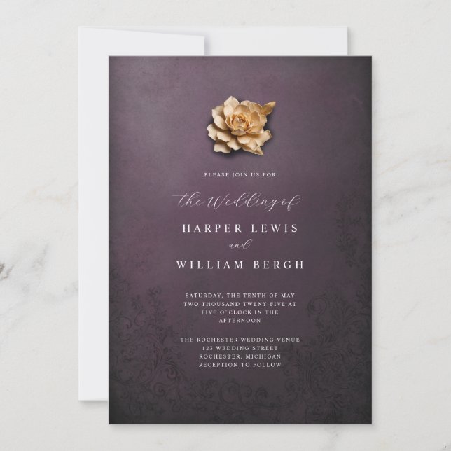 Invitación rosa de boda minimalista (Anverso)