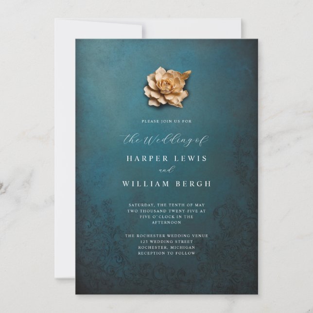Invitación rosa de boda minimalista (Anverso)