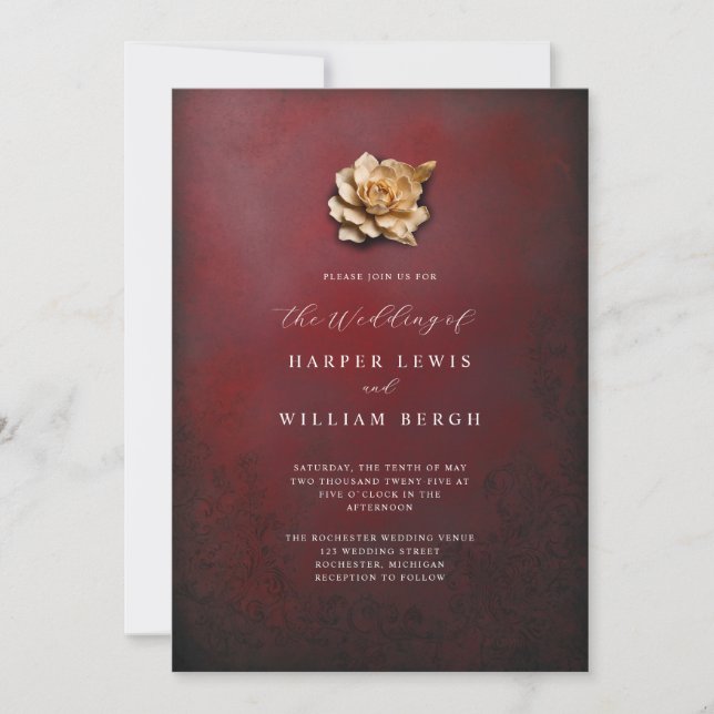 Invitación rosa de boda minimalista (Anverso)