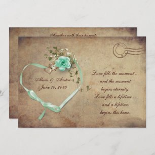Invitación rosa de Boda verde menta