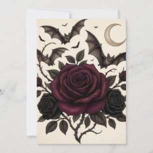 Invitación Rosa de Borgoña de vampiro gótico Floral oscuro Ha