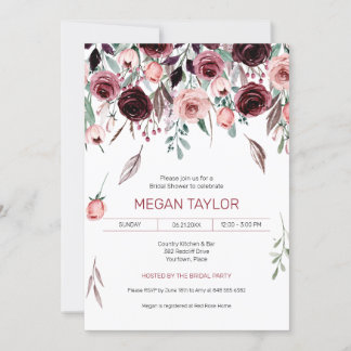 Invitación Rosa de Borgoña en la acuarela
