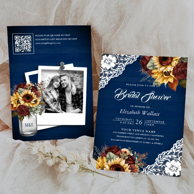 Invitación Rosa de Borgoña Marina de Girasol Código QR Ducha  (Subido por el creador)