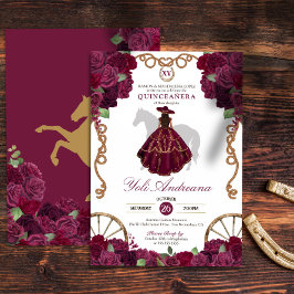 Invitación Rosa de Borgoña Quinceañera Occidental