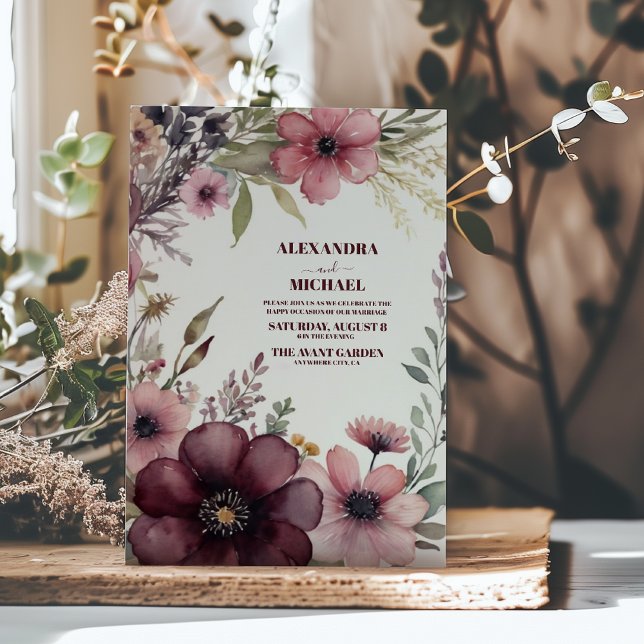 Invitación Rosa de Borgoña Ranunculus Boda (Subido por el creador)
