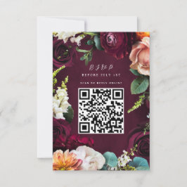 Invitación Rosa de Borgoña Ranunculus Boda QR Código RSVP