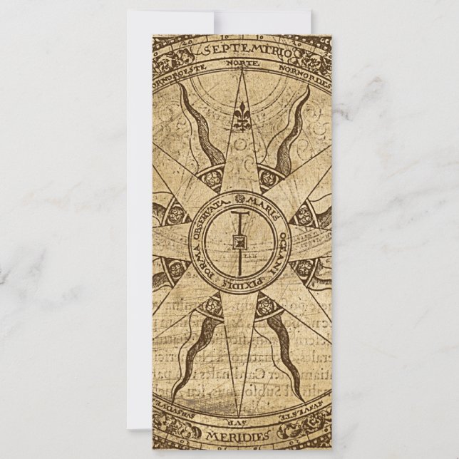 Invitación Rosa de brújula antigua (Anverso)